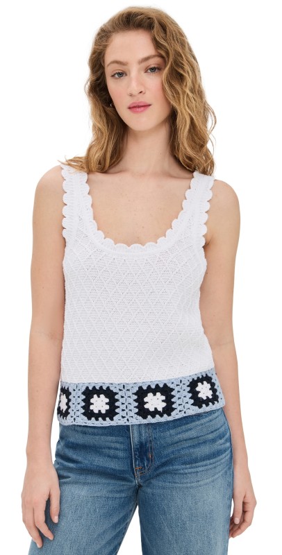 Splendid Sonia Crochet Sweater Tank White