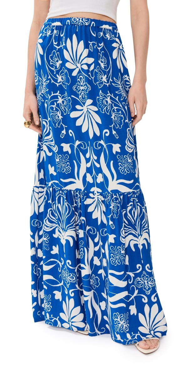Figue Mia Skirt Floral Filigree Lapis Blue