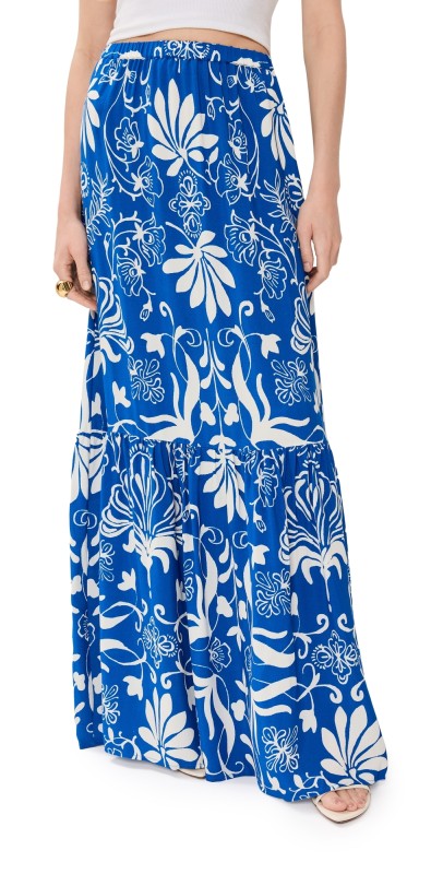 Figue Mia Skirt Floral Filigree Lapis Blue