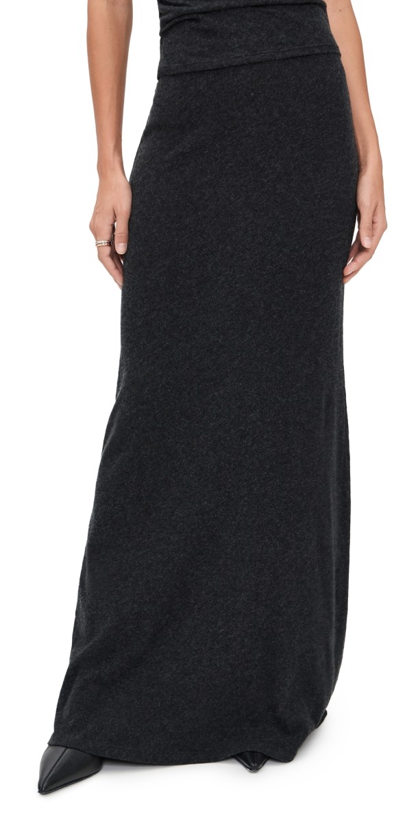 Enza Costa Cashmere Bias Skirt Charcoal