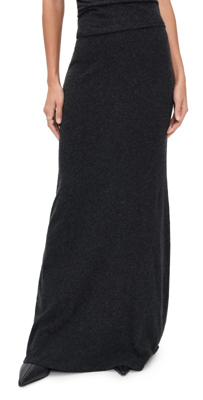 Enza Costa Cashmere Bias Skirt Charcoal