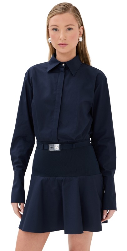Brandon Maxwell The Irene Mini Shirt Dress Navy