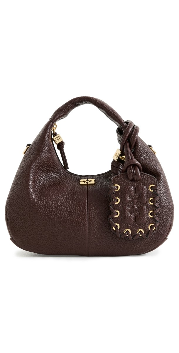 GANNI Hobo Mini Grained Bag Chicory Coff