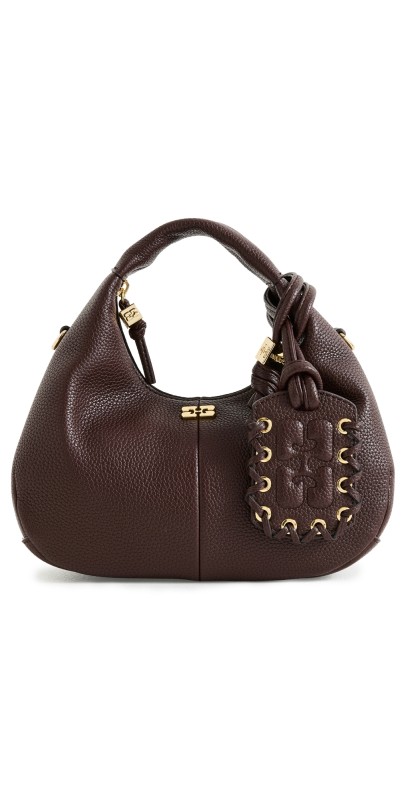 GANNI Hobo Mini Grained Bag Chicory Coff