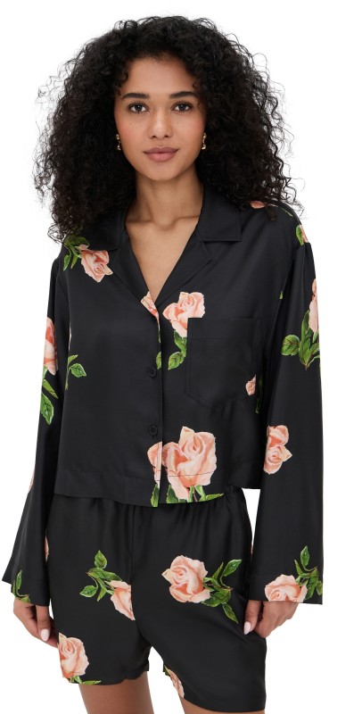 Nanushka Vally Top Off Black/Roses