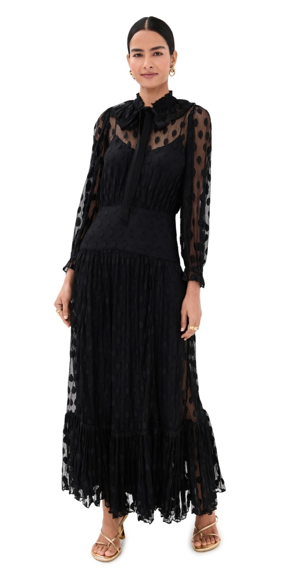 Ulla Johnson Carla Lace Long Sleeve Dress Noir