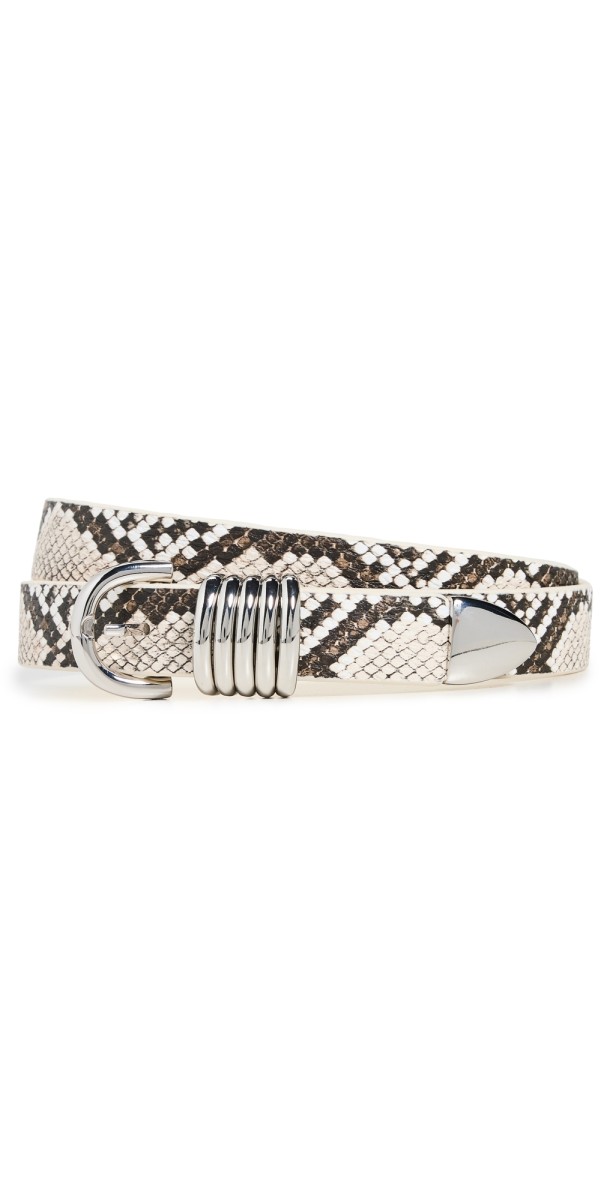 Good American Slim 5 Ring Belt Black and White Snake Print