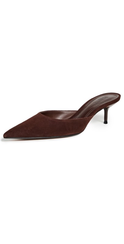 Schutz Julie Kitten Heel Mules Chestnut Brown