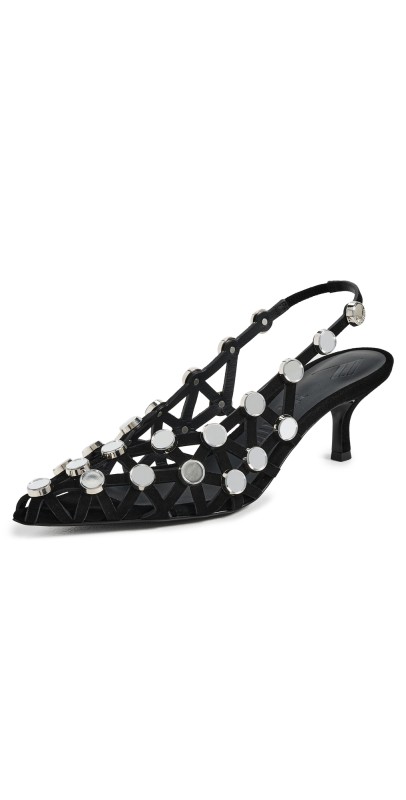 The Attico Grid Slingback Pumps 50mm Black
