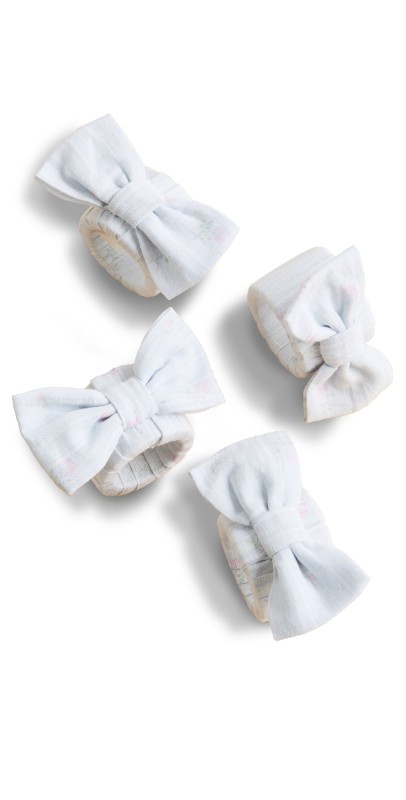LoveShackFancy Yarn Dye Printed Bow Napkin Rings Summer Skies