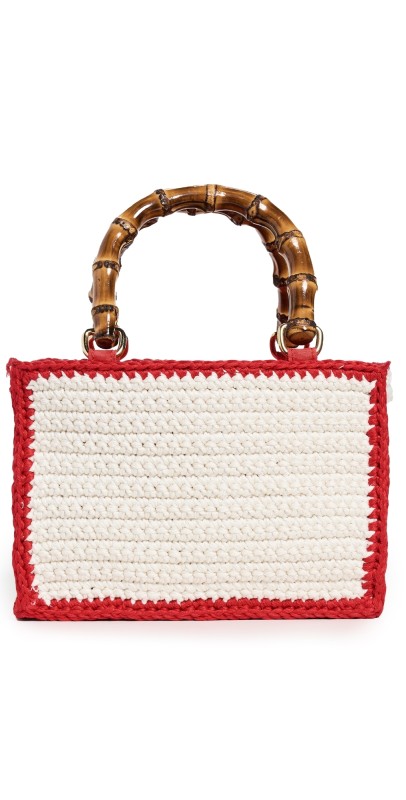 Caterina Bertini Knit Pouchette Bag White/Red