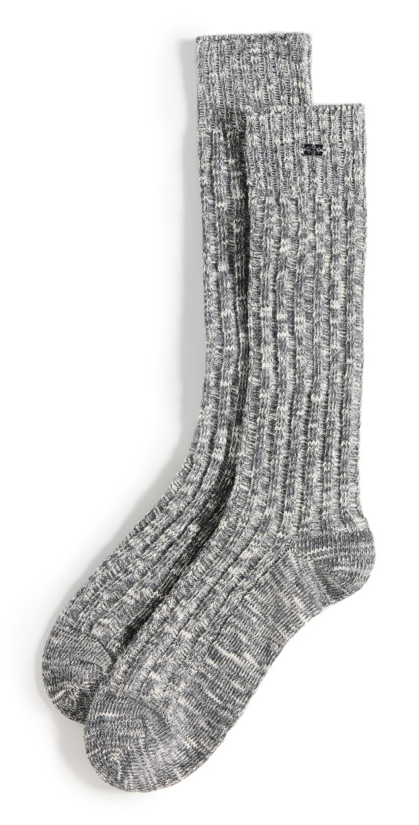 GANNI Chunky Cotton Socks Ebony Melange