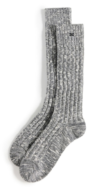 GANNI Chunky Cotton Socks Ebony Melange