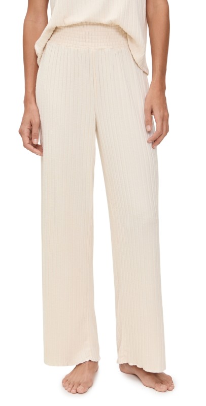 Z Supply Dawn Smocked Rib Pants Light Oatmeal Heather