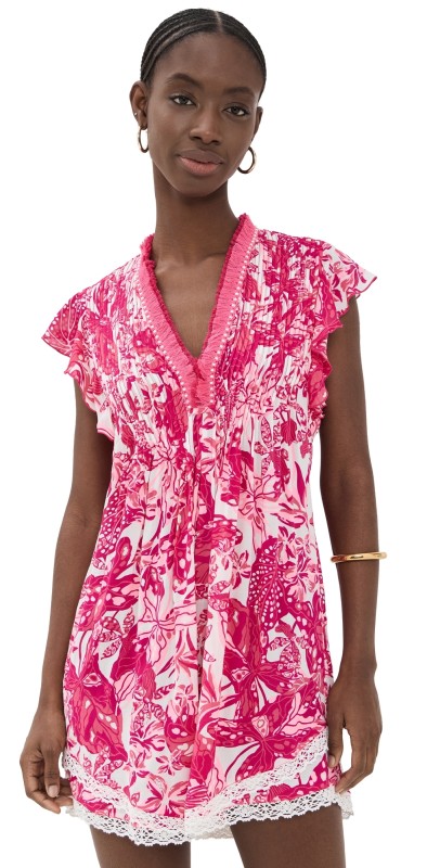 Poupette St Barth Sasha V Mini Dress Pink Jengel