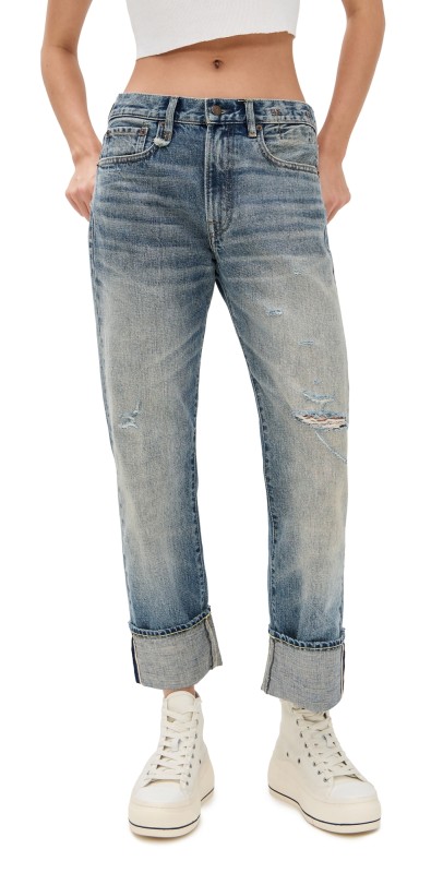 R13 Cuffed X-Boyfriend Jeans Estin Selvedge Blue