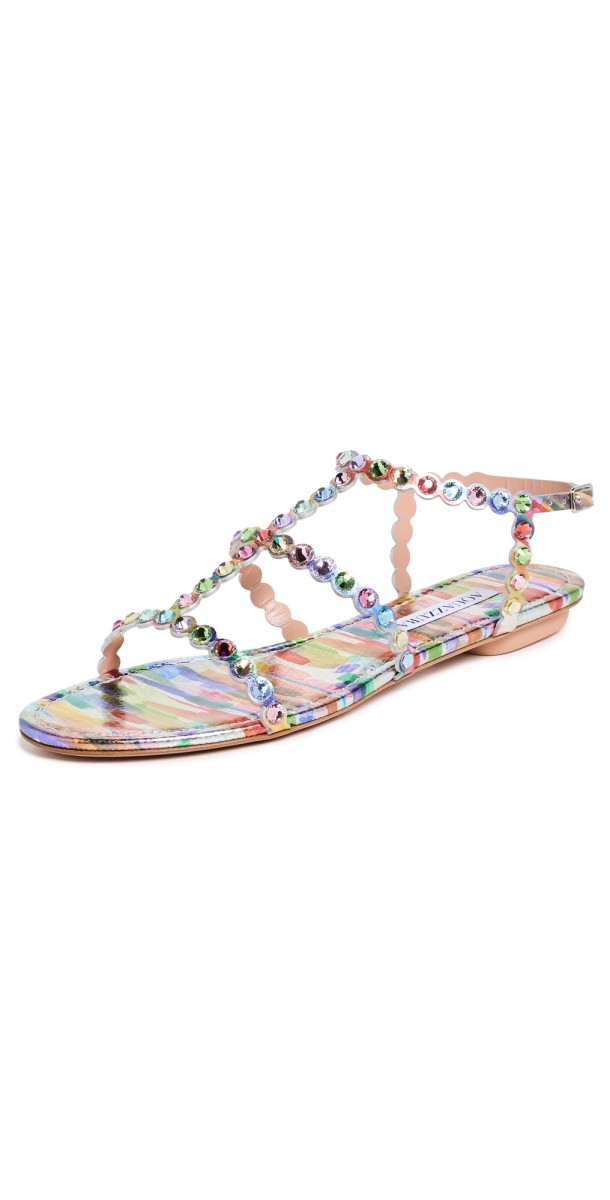 Aquazzura Tequila Flat Sandals Rainbow