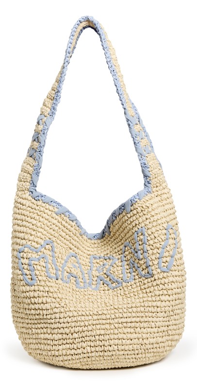 Marni Scrunchie Hobo Small Bag Natural/Light Blu