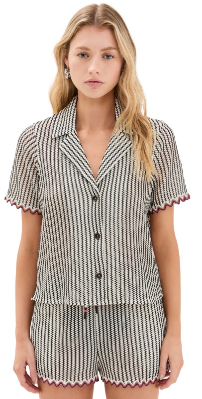 Saylor Verna Stripe Shorts Set Black/Crème
