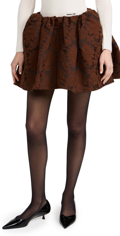 SHUSHU/TONG Bow Knots Short Skirt Brown