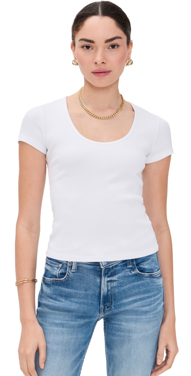 L'AGENCE Brynlee Short Sleeve Scoop Neck Tee White