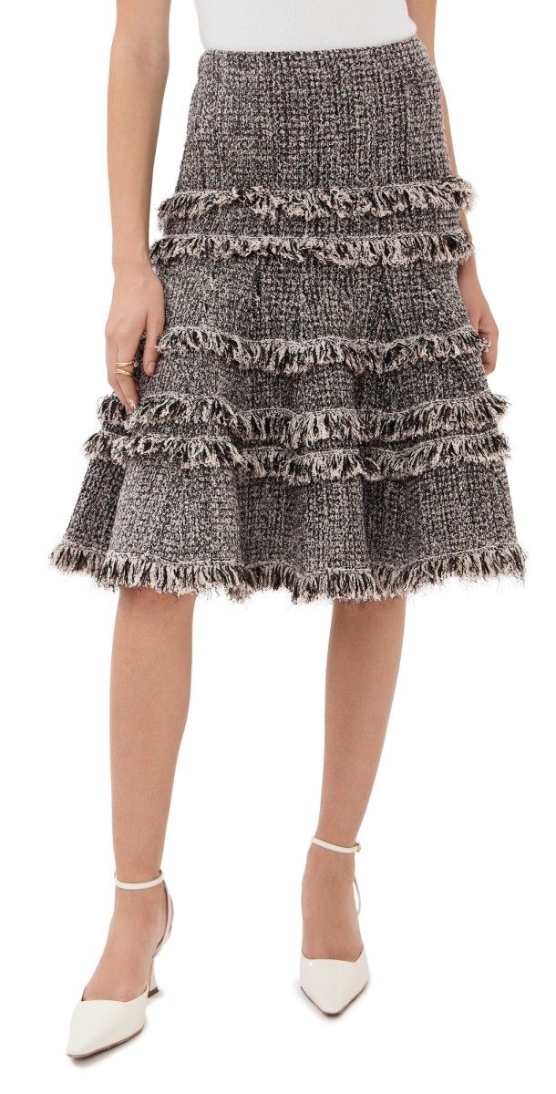 Ulla Johnson Andi Knit Tweed High Waist Skirt Dawn