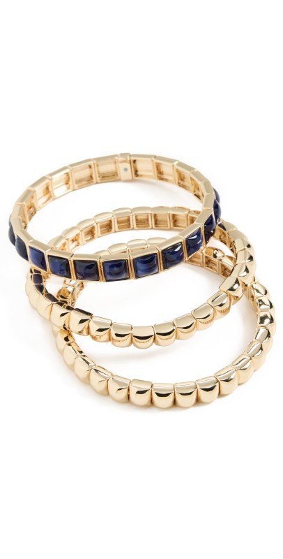 Roxanne Assoulin The Puffy Stud Stack Bracelet Set of 3 Gold/Blu