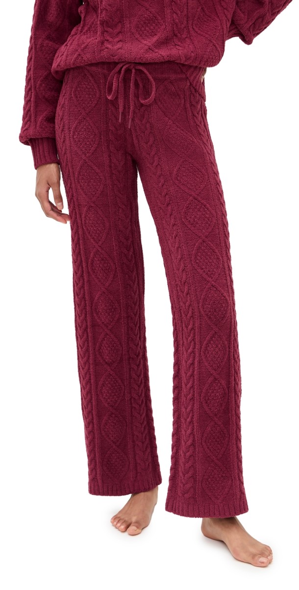 PJ Salvage Cozy Chenille Cable Knit Pants Port