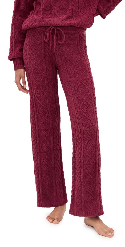 PJ Salvage Cozy Chenille Cable Knit Pants Port