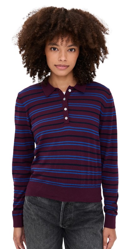 Pistola Greta Top Claret Azure Stripe