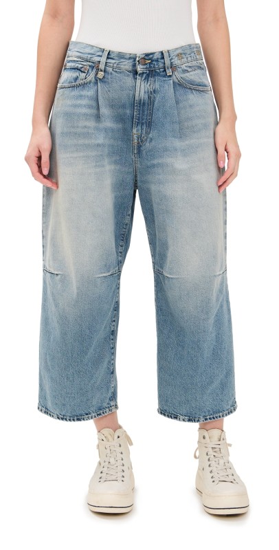 R13 Crop Wide Leg Jeans Veiled Blue