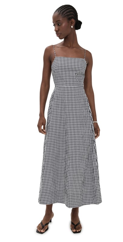 Enza Costa Textured Gingham Dress Black Gingham