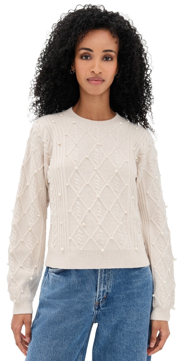 Splendid Demi Pearl Sweater Pale Oak Hthr