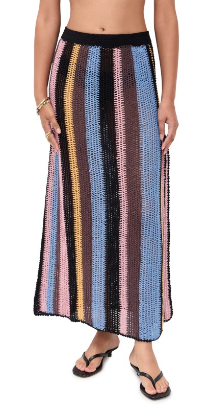 Agua Bendita Cyprus Crochet Maxi Skirt Multicolor