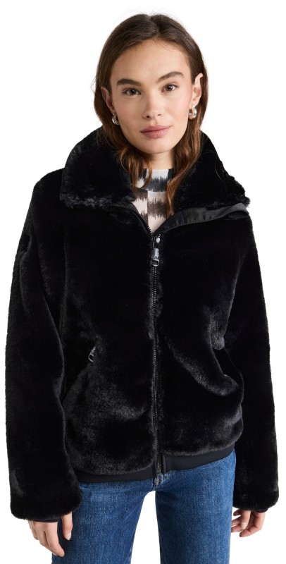 SAM. Faux Fur Bomber Jacket Black