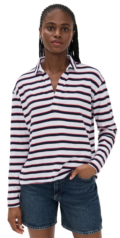 Frank & Eileen Patrick Popover Henley Red Navy & White
