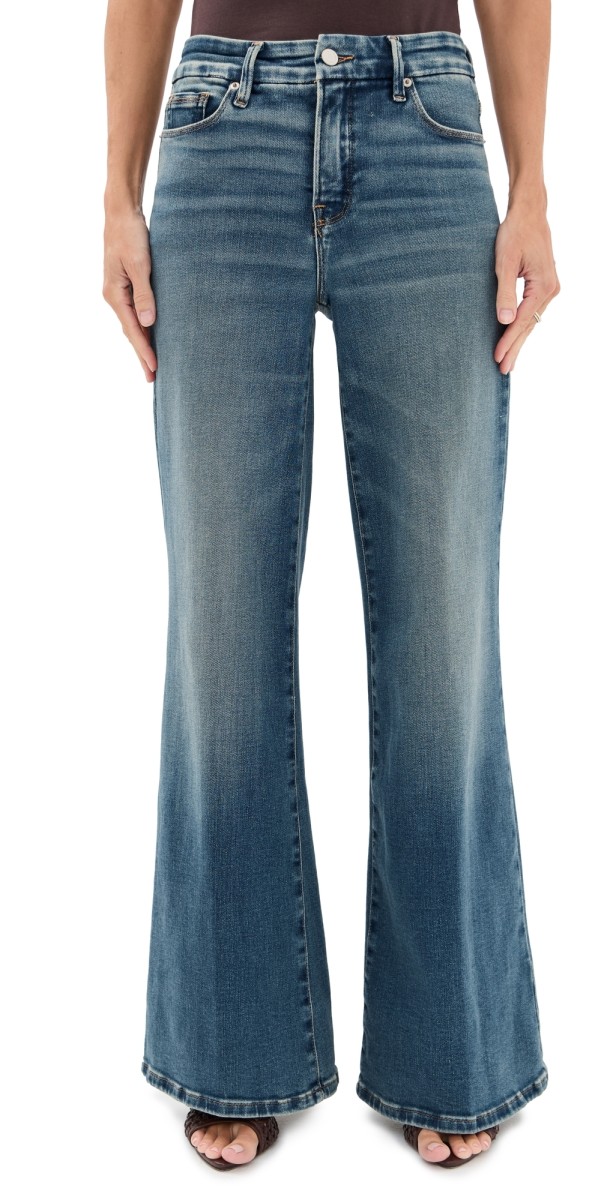 Good American Soft Tech Good Petite Palazzo Jeans Indigo986
