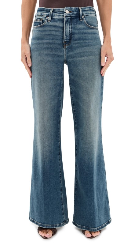 Good American Soft Tech Good Petite Palazzo Jeans Indigo986