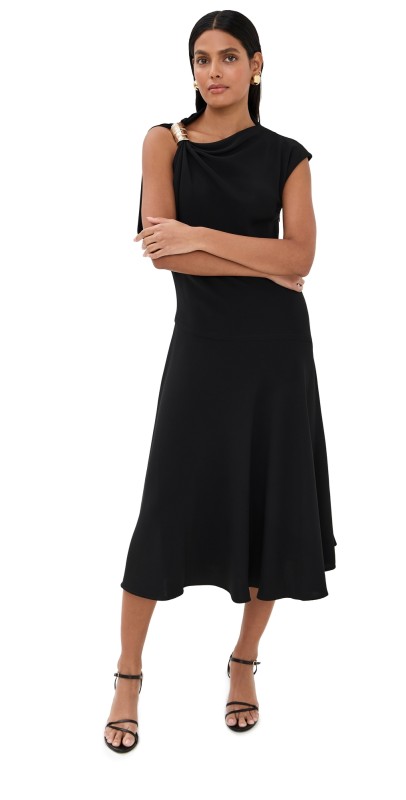Proenza Schouler Rue Dress In Light Matte Double Crepe Black