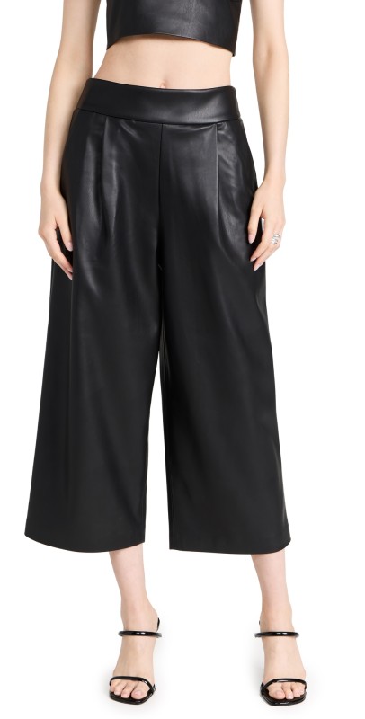 Susana Monaco Faux Leather Crop Pants 28 Black