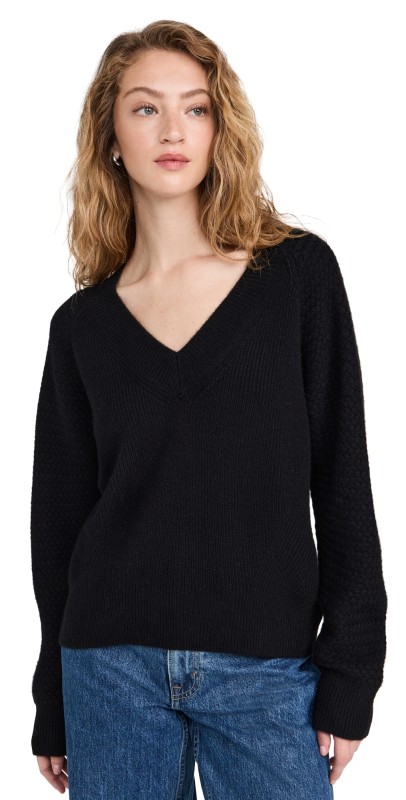 rag & bone Kaylee Cashmere V Neck Sweater Black