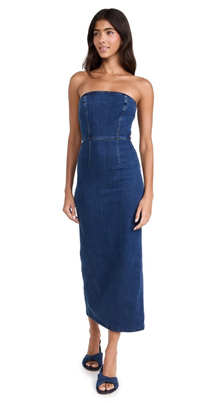 Reformation Eugenia Denim Midi Dress Simcoe