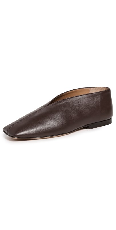 Mansur Gavriel Square Soft V Flats Chocolate