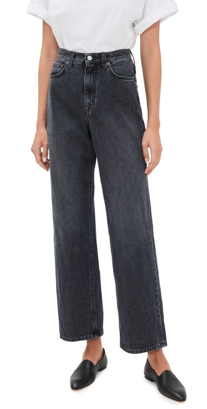 House of Dagmar Wide Leg Denim Jeans DARK GREY