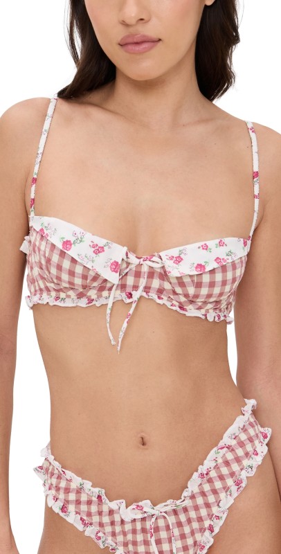 For Love & Lemons Georgia Underwire Bra Red
