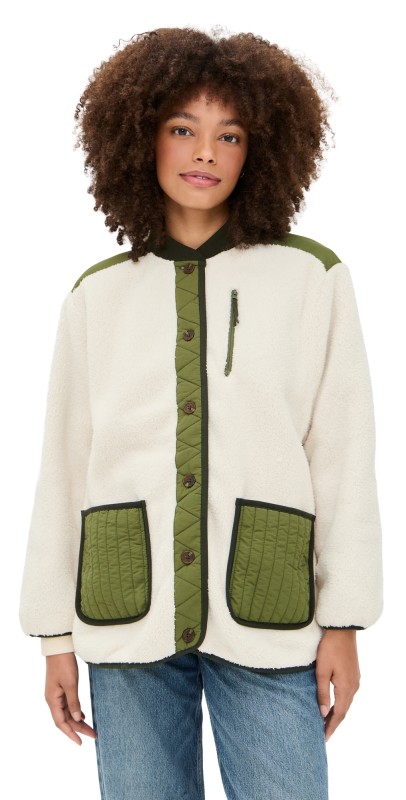 THE GREAT Outdoors The Plush Tundra Jacket Cream/Army
