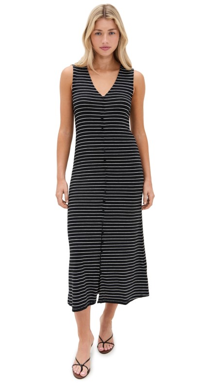 rag & bone The Knit Button Tank Dress Black multi