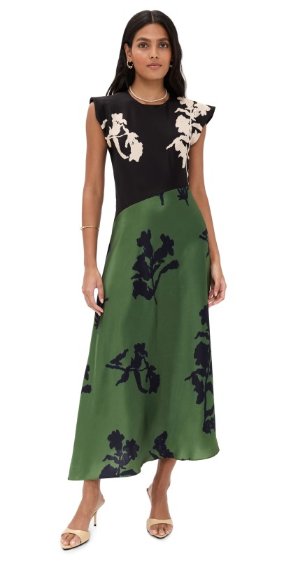 Tanya Taylor Violeta Dress Dark Fig/Forest Green Multi