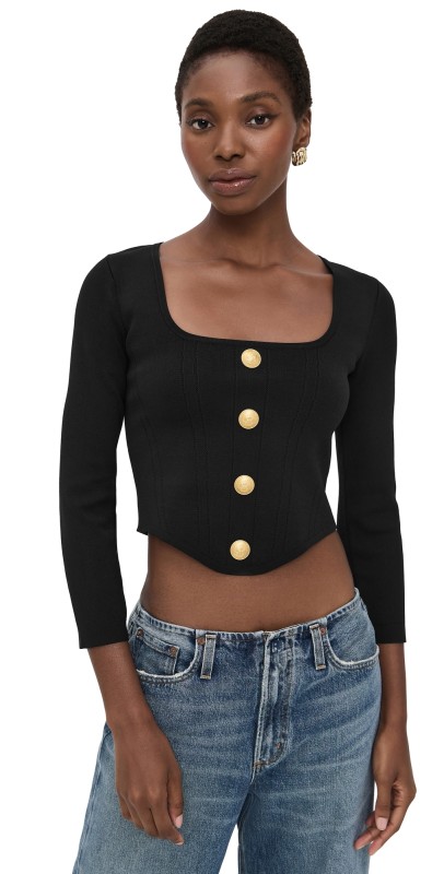 L'AGENCE Sasha 3/4 Knit Corset Black/Gold