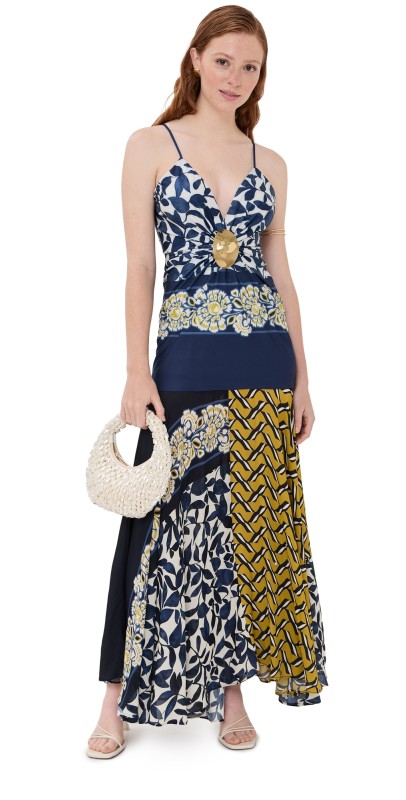 Silvia Tcherassi Casiana Dress Navy Geometric Abstract Floral